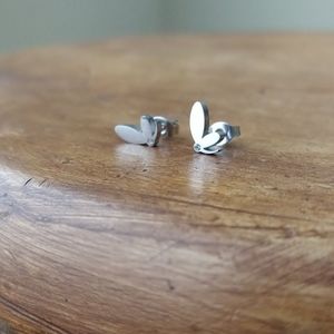 White Rhodium Butterfly Earrings